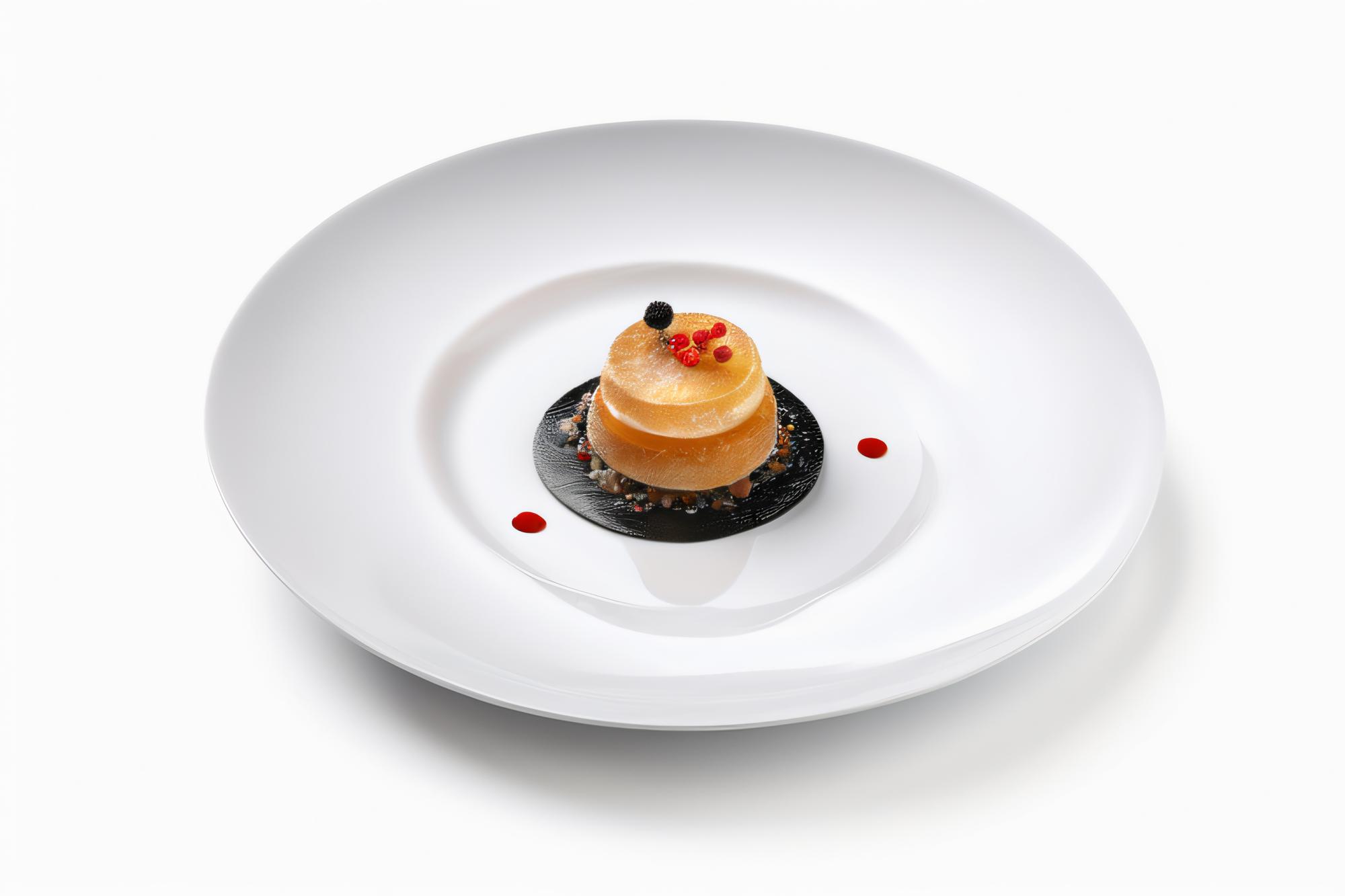 Plated dessert on ceramic plate